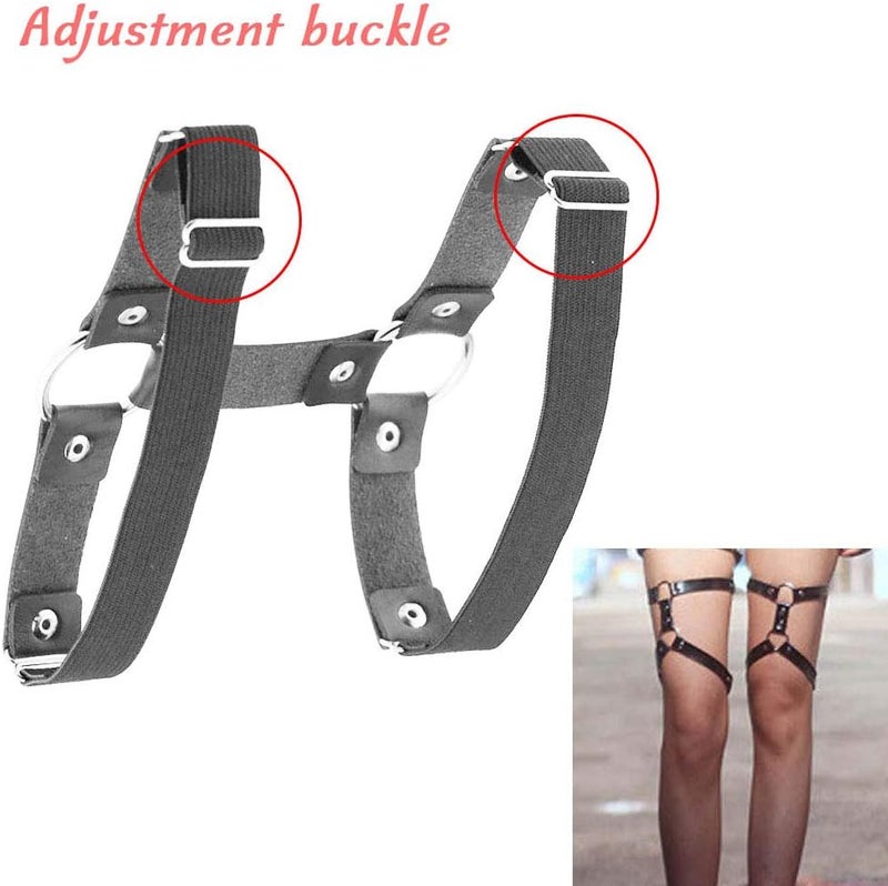 TISDA 2pcs Punk Leather Garter Elastic Stud Leg Garter Belt - Image 3